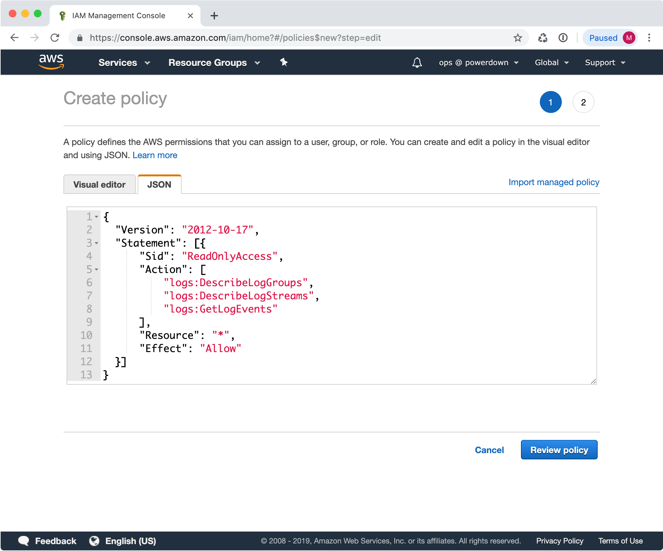 Policy JSON