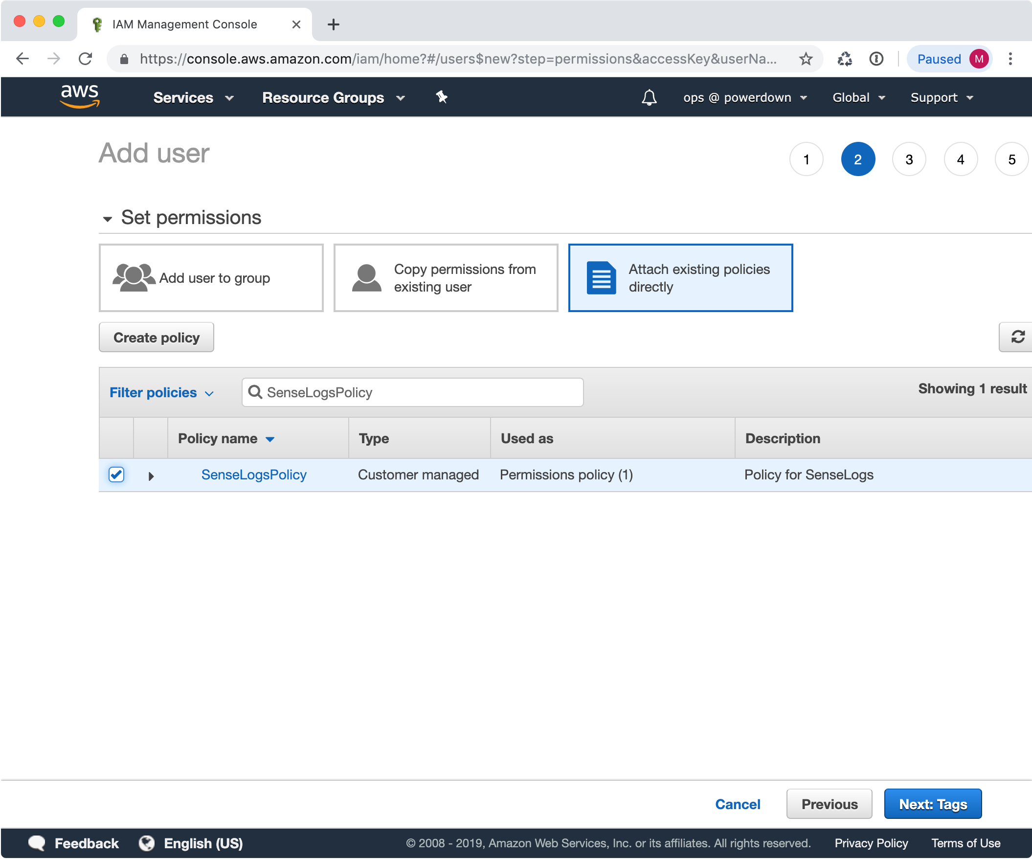 User Attach Policy